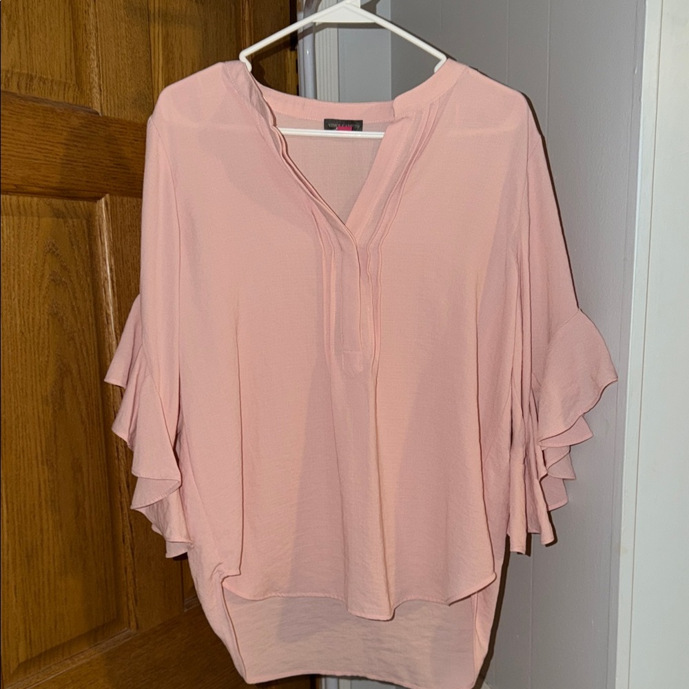 Vince Camuto Blush Ruffle Sleeve Blouse